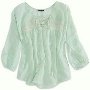Sheer AEO peasant blouse